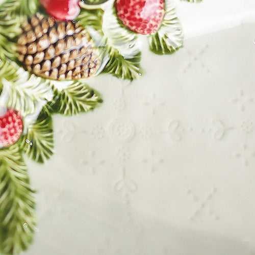 【Bordallo Pinheiro】 ポルトガル ボルダロピニェイロ クリスマスガーランド オーバルプラッター