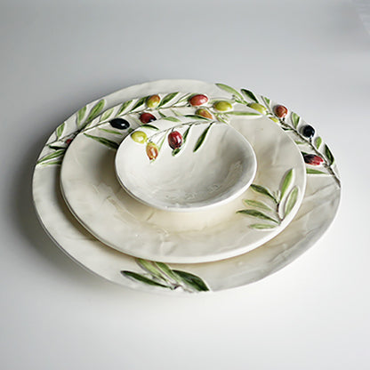 【Bordallo Pinheiro】　ポルトガル　ボルダロピニェイロ　オリーブ　ディナープレート