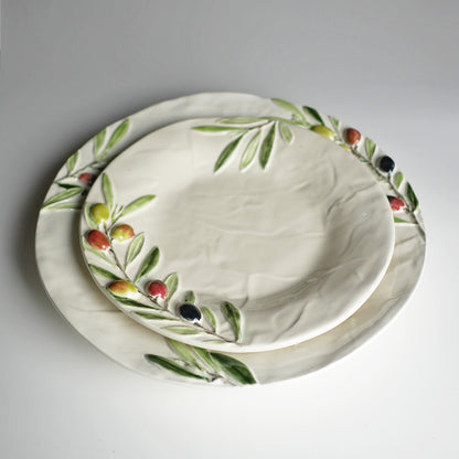 【Bordallo Pinheiro】　ポルトガル　ボルダロピニェイロ　オリーブ　ディナープレート