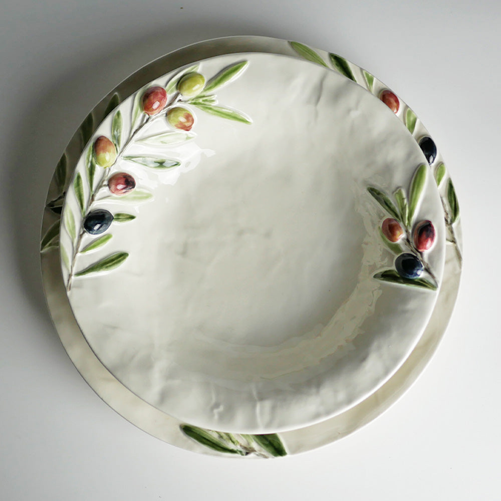 【Bordallo Pinheiro】　ポルトガル　ボルダロピニェイロ　オリーブ　パスタプレート